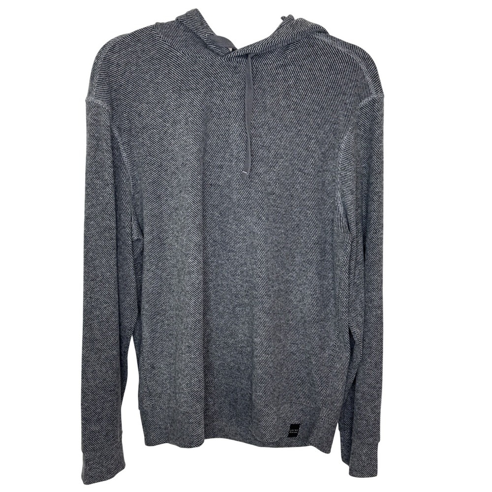 JACHS New York Mens Charcoal‎ Herringbone L-Sleeve Hooded Pullover Hoodie Size S